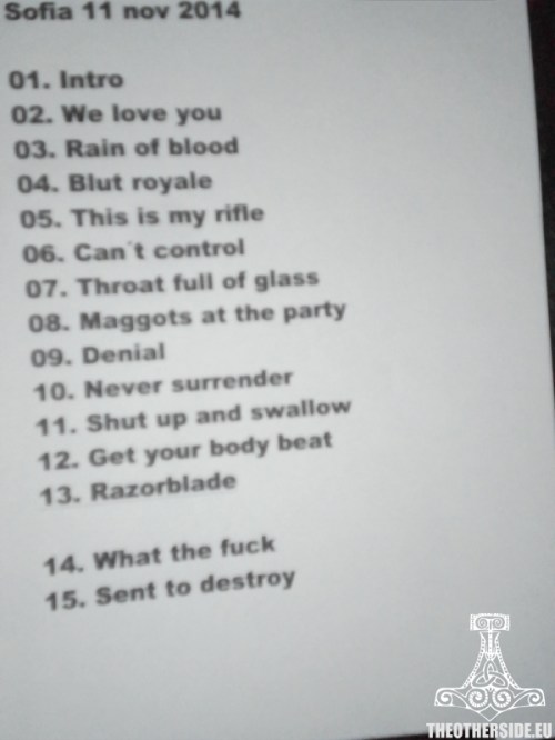 Combichrist - setlist in Sofia