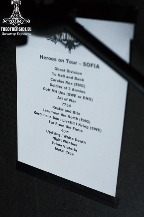 Сетлист на Sabaton