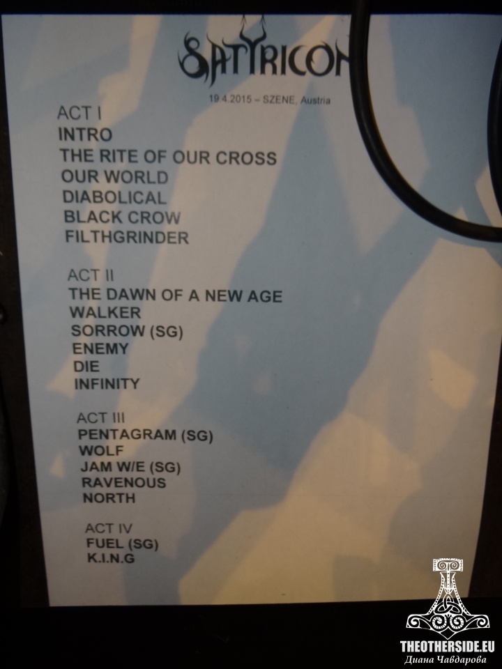 Satyricon's Setlist
