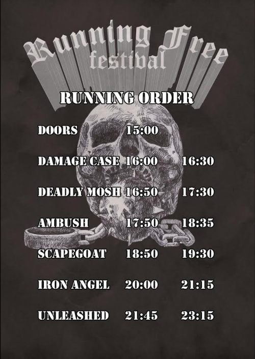 Running Free Festival running order