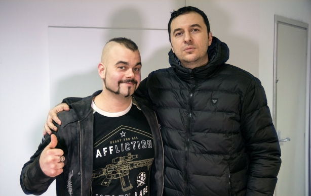 Водещият Васко Катинчаров и Joakim Broden - Sabaton