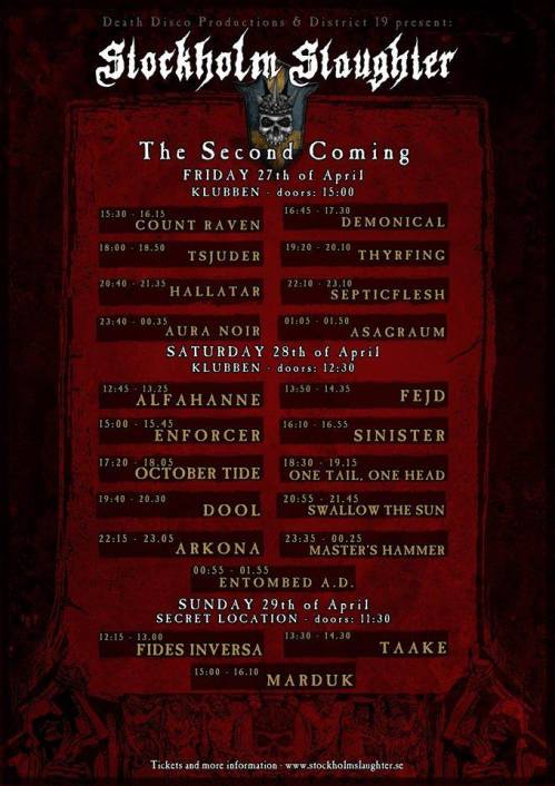Stockholm Slaughter 2018 final timetable