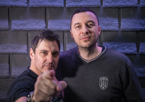 Водещият Васко Катинчаров и Johnny Gioeli - Axel Rudi Pell