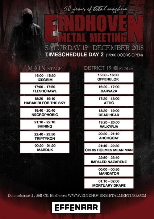 Програма на втория ден на Eindhoven Metal Meeting 2018